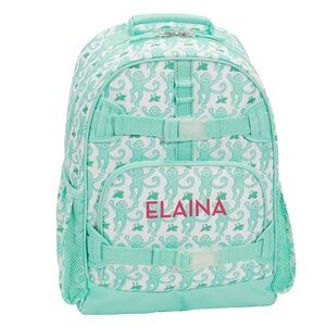 Pottery Barn Mackenzie Roller Rabbit Aqua Monkey Backpack Small No Monogram NEW